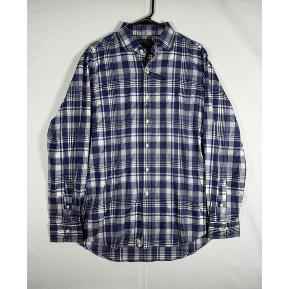 NWT Polo Ralph Lauren Shirt Men's Blue Plaid Classic Fit Performance Long Sleeve - Picture 1 of 8